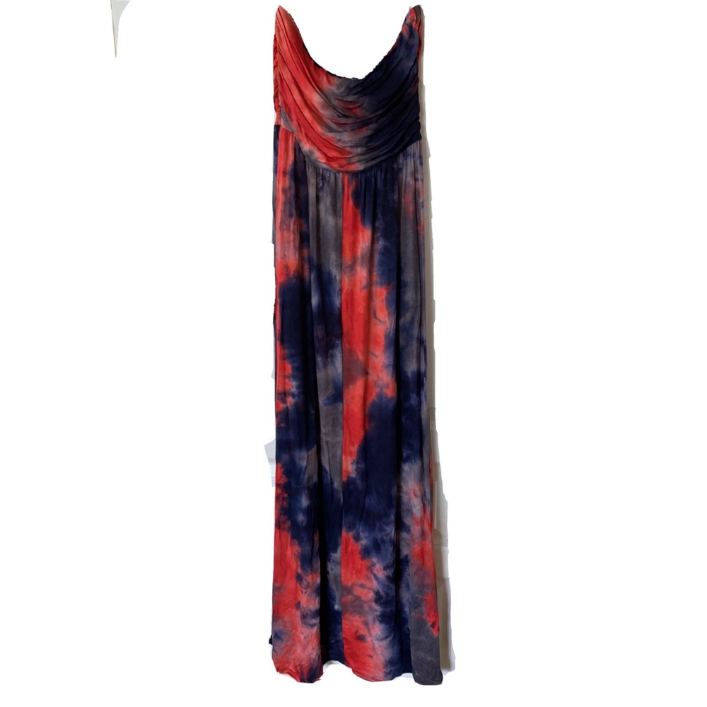 NWT 143 Story Women's Tie Dye Red Blue 4th July Maxi Dress Strapless Sz M USA - Picture 2 of 4